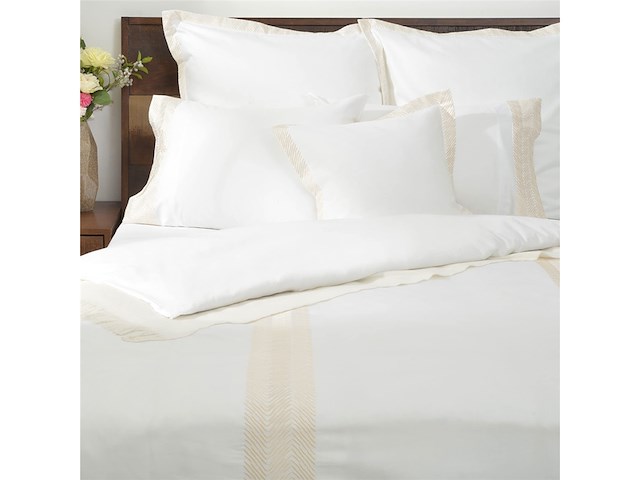 Deco mex beddengoedset 300tc katoen wit/beige - afbeelding 1 van  4