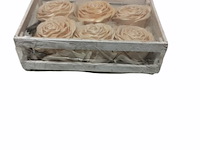 Deco roos in bakje champagne / wit 8 set - afbeelding 2 van  11