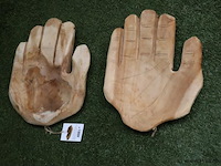 Deco teak houten schalen (hand) - set van 2 stuks - afbeelding 1 van  2