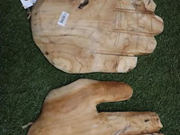 Deco teak houten schalen (hand) - set van 2 stuks - afbeelding 2 van  2