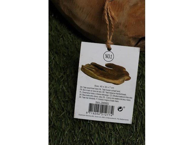 Deco teak houten schalen (hand) - set van 2 stuks - afbeelding 3 van  3