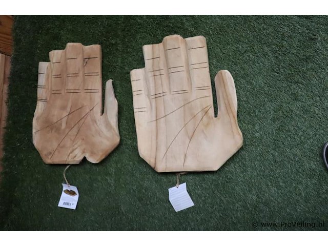 Deco teak houten schalen (hand) - set van 2 stuks - afbeelding 1 van  5