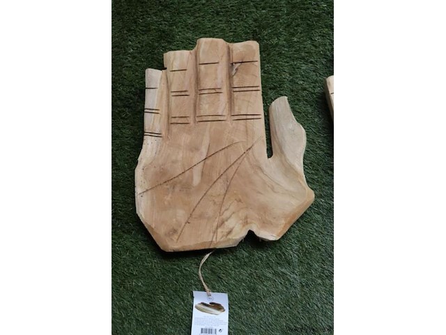 Deco teak houten schalen (hand) - set van 2 stuks - afbeelding 3 van  5