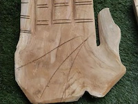 Deco teak houten schalen (hand) - set van 2 stuks - afbeelding 3 van  5