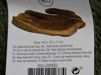 Deco teak houten schalen (hand) - set van 2 stuks - afbeelding 5 van  5