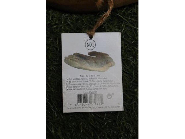 Deco teak houten schalen (hand) - set van 2 stuks - afbeelding 4 van  4