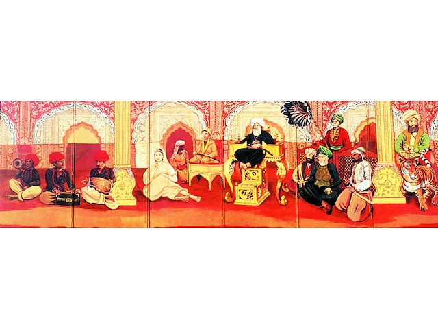 Decor: oosterse sjah op troon met gevolg - afbeelding 1 van  2