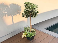 Decoratie kunststof plant in een metalen pot 140cm - afbeelding 2 van  5