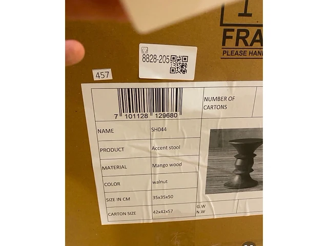 Decoratief krukje, walnoot - afbeelding 4 van  4