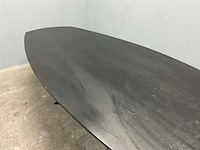 Deens ovaal eiken eetkamertafel zwart gelakt met onderstel - afbeelding 4 van  7