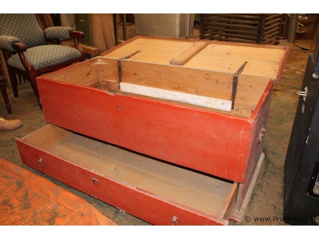 Dekenkist v.v. klep en lade - 56x125x55cm - afbeelding 1 van  4