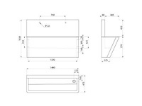 Delabie 140cm (186100) 2-persoons rvs wastrog met 45cm spatrand - afbeelding 2 van  4
