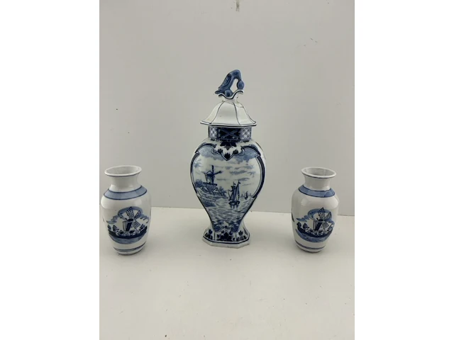 Delfts blauw kleur vazenset - afbeelding 1 van  9