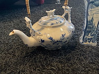 Delfts blauw theepot, bord, vaars - afbeelding 4 van  6