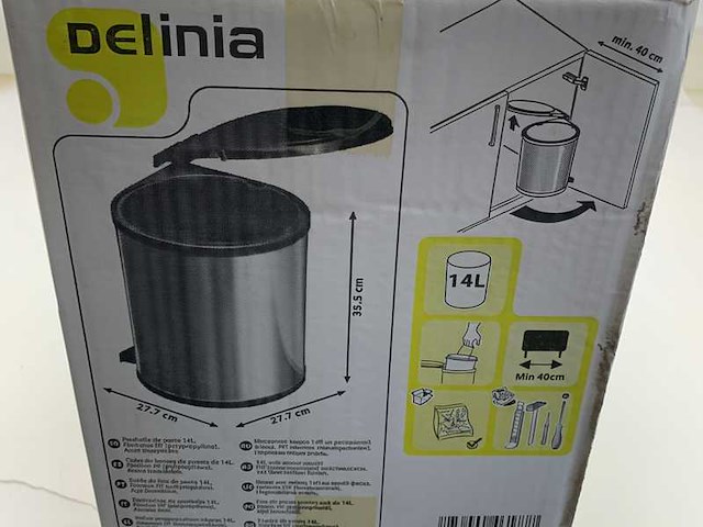 Delinia 2520-206630 - 14l door trash bin. pp(polypropylene) plastic. stainless steel - afbeelding 2 van  2