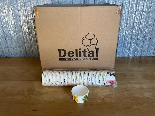 Delital - 8 oz - doos ijsbekers (1000 stuks) (17x) - afbeelding 1 van  3