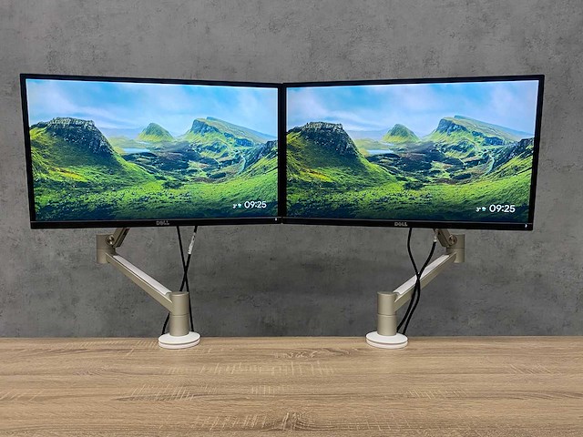 Dell - 2x 24" monitor met monitorarm - hdmi, dp, vga - afbeelding 1 van  23