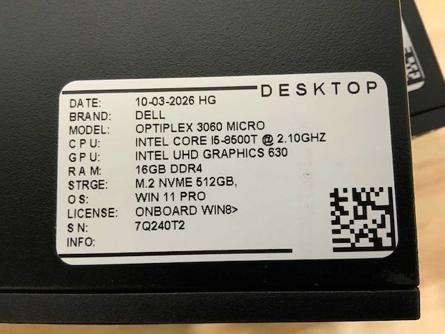 Dell - optiplex 3060 micro - desktop (6x) - afbeelding 6 van  10