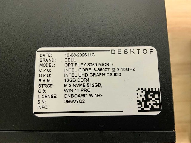 Dell - optiplex 3060 micro - desktop (6x) - afbeelding 7 van  10