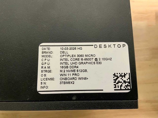 Dell - optiplex 3060 micro - desktop (6x) - afbeelding 8 van  10