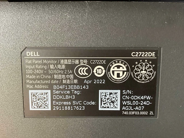 Dell (c2722de) 27”, 2560x1440 (qhd) ips monitors (2x) - afbeelding 6 van  7