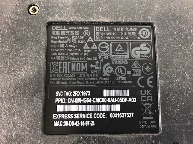 Dell (k20a001) wd19 usb-c docking stations (30x) - afbeelding 7 van  7