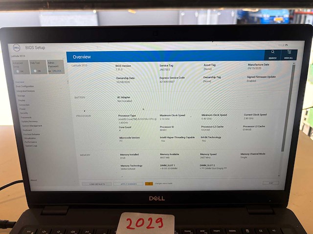 Dell latitude 3510 intel(r) core(tm) i5-10210u cpu @ 1.60ghz - afbeelding 1 van  3