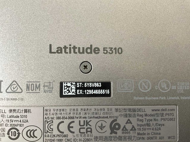 Dell latitude 5310 13.3”, core(tm) i5 10th gen, 16 gb ram, 256 gb nvme laptop - afbeelding 7 van  7