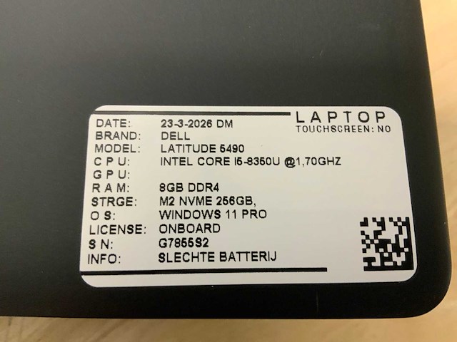 Dell latitude 5490 laptop (4x) - afbeelding 12 van  12