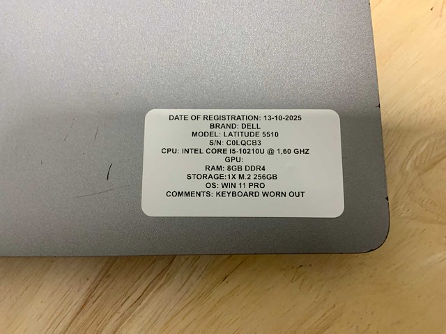 Dell latitude 5510 laptop (2x) - afbeelding 9 van  10