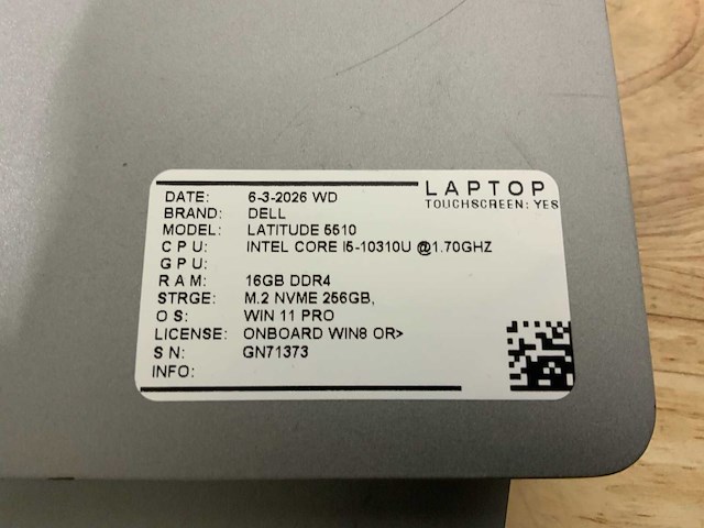Dell latitude 5510 laptop (2x) - afbeelding 6 van  7