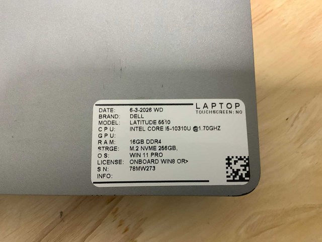 Dell latitude 5510 laptop (2x) - afbeelding 8 van  10