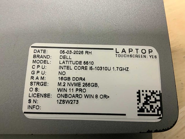 Dell latitude 5510 laptop (2x) - afbeelding 8 van  8