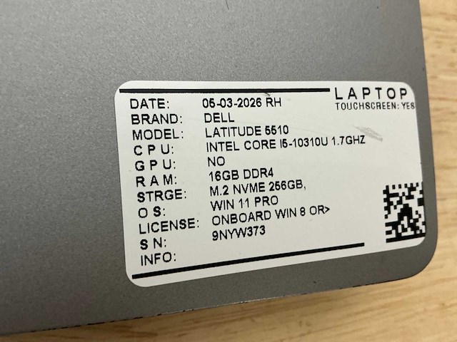 Dell latitude 5510 laptop (2x) - afbeelding 8 van  8
