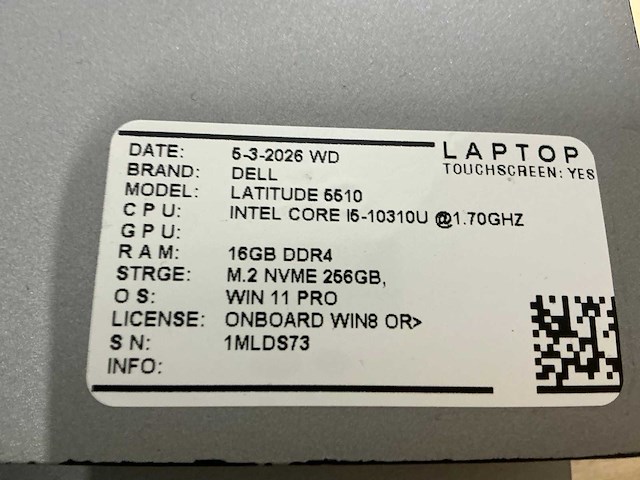Dell latitude 5510 laptop (2x) - afbeelding 8 van  8