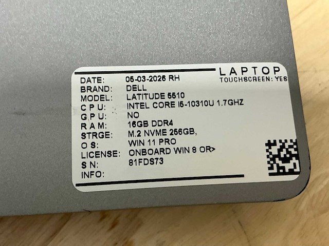 Dell latitude 5510 laptop (4x) - afbeelding 3 van  10