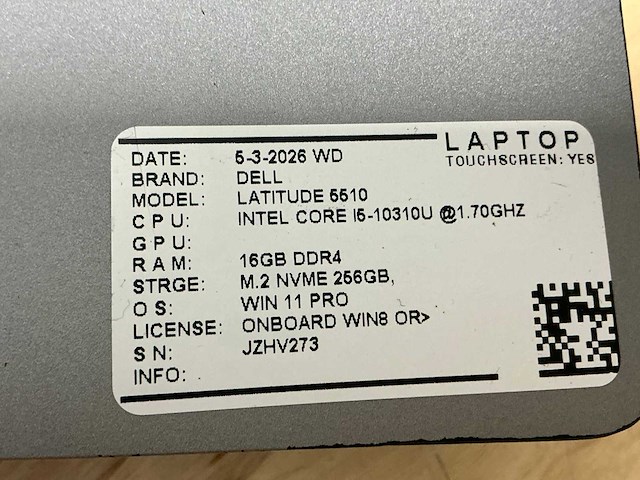 Dell latitude 5510 laptop (4x) - afbeelding 10 van  10