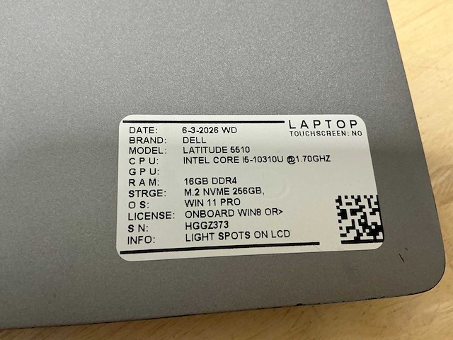 Dell latitude 5510 laptop (4x) - afbeelding 2 van  12