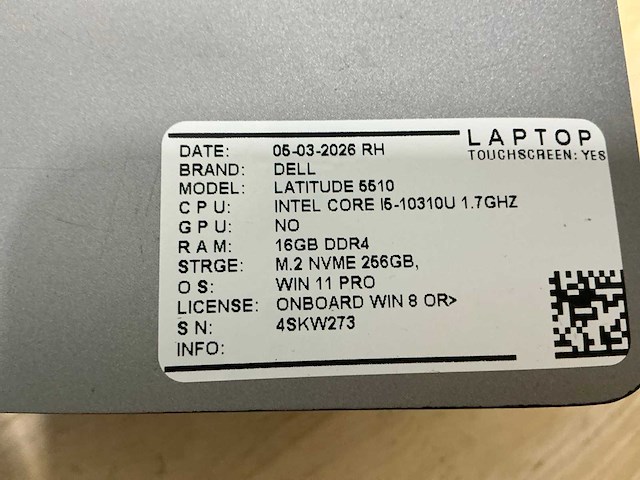Dell latitude 5510 laptop (4x) - afbeelding 10 van  12