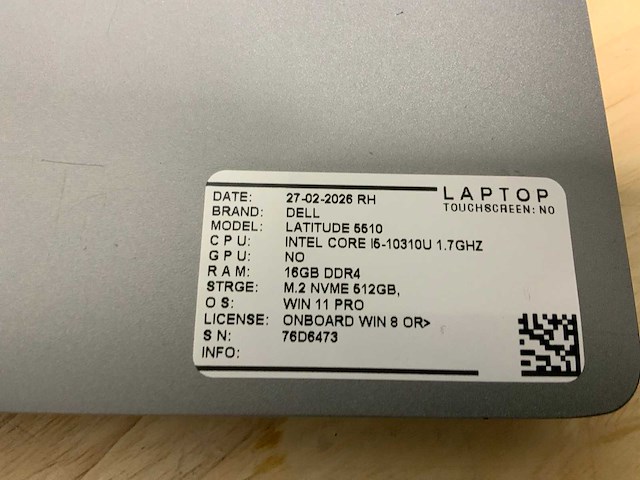 Dell latitude 5510 laptop - afbeelding 9 van  9