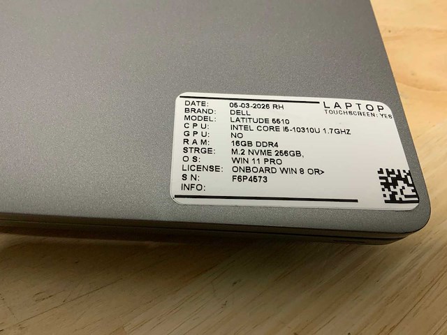 Dell latitude 5510 laptop - afbeelding 3 van  4