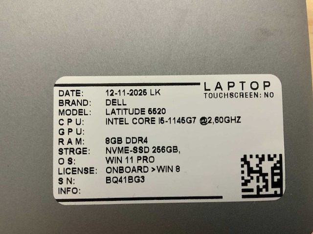 Dell latitude 5520 laptop (2x) - afbeelding 8 van  9