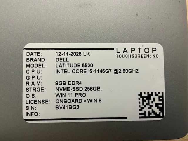 Dell latitude 5520 laptop (2x) - afbeelding 9 van  9