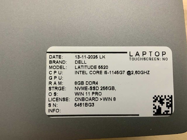 Dell latitude 5520 laptop (2x) - afbeelding 8 van  9