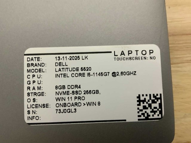 Dell latitude 5520 laptop (2x) - afbeelding 9 van  9