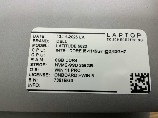 Dell latitude 5520 laptop (2x) - afbeelding 7 van  7