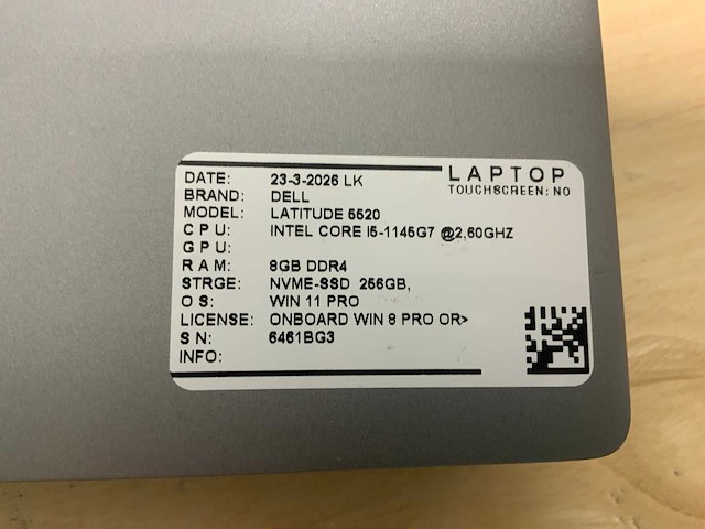 Dell latitude 5520 laptop (2x) - afbeelding 5 van  6