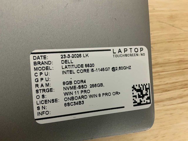 Dell latitude 5520 laptop (2x) - afbeelding 6 van  8