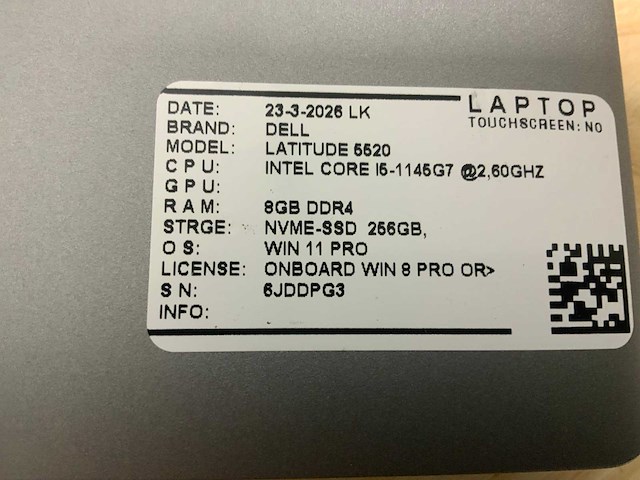 Dell latitude 5520 laptop (2x) - afbeelding 6 van  6
