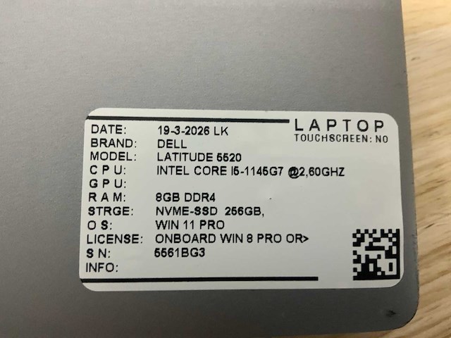 Dell latitude 5520 laptop (2x) - afbeelding 5 van  6